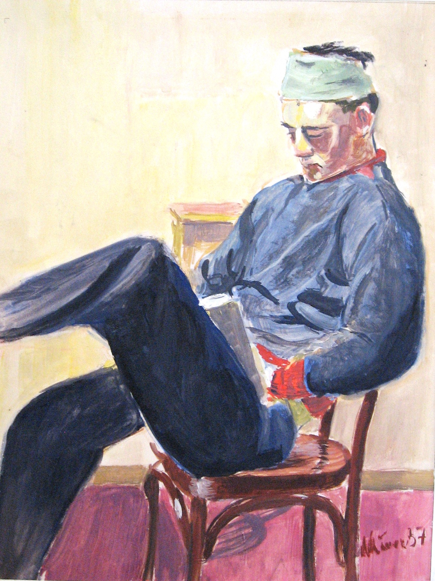 1956 - 001 - 0731 - vojín Standa Vlček - tempera29,5x39