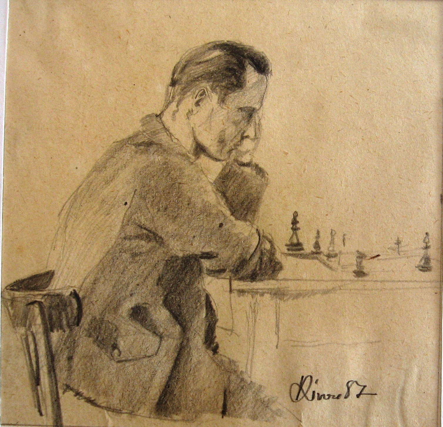 1957 - 034 - 0952 - záložák u šachů - tužka 11,5x11