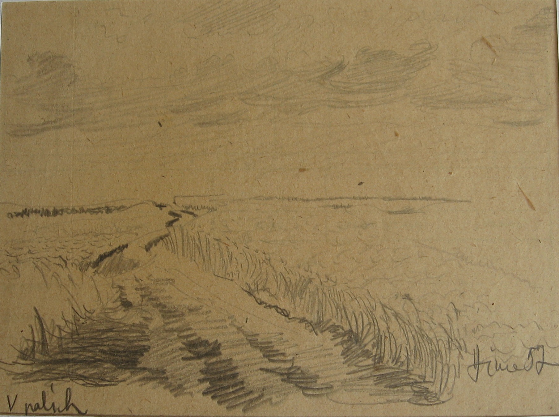 1957 - 046 - při cvičení v polích - tužka 20x13