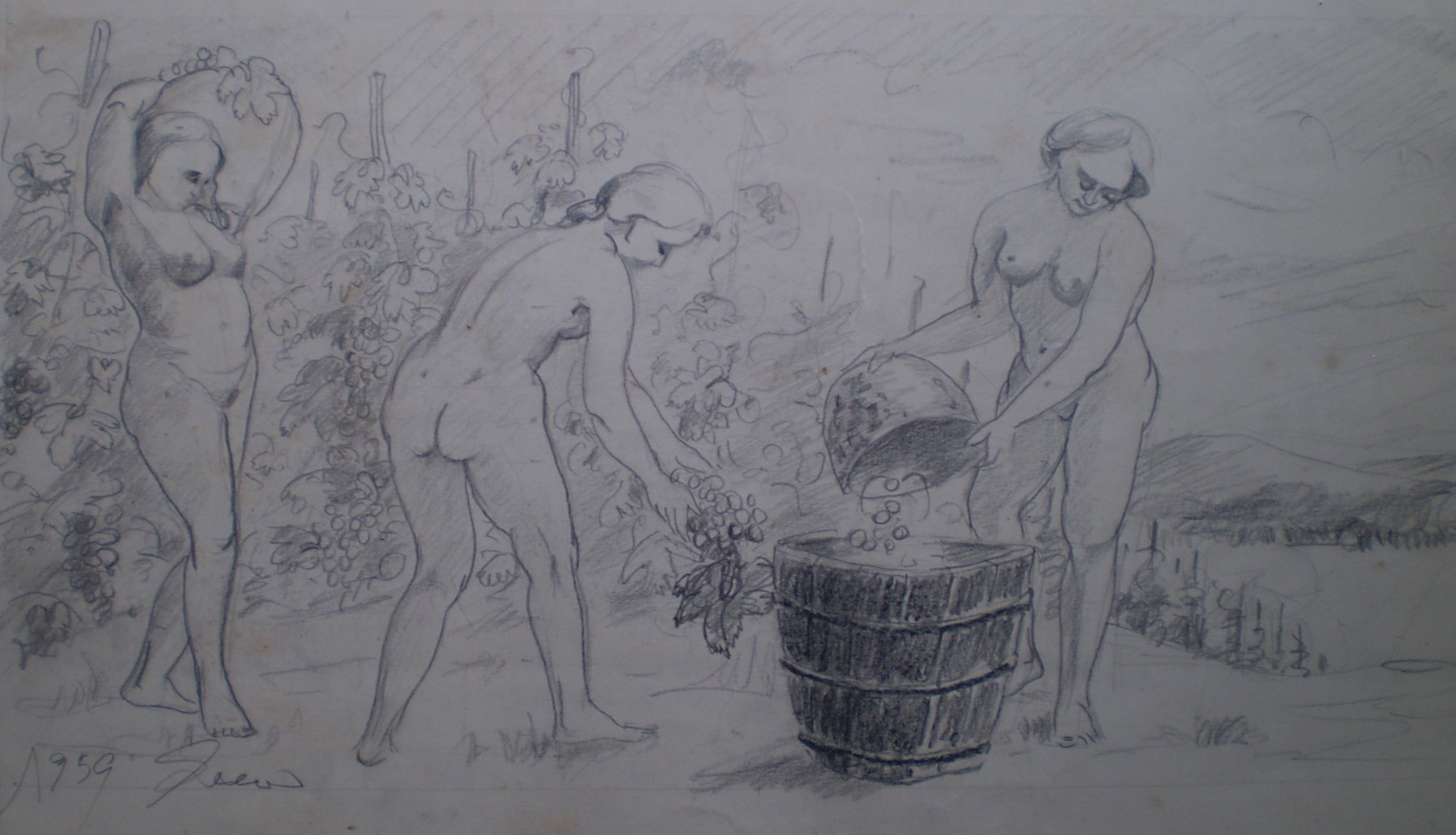01 - 1959 - studie k obrazu alegorie kraje - skici škola 006