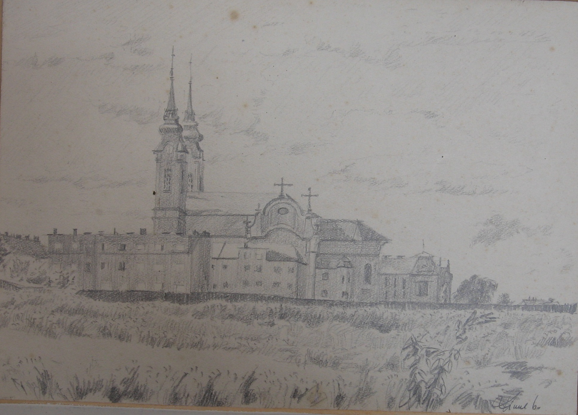 1960 - 035 - 0771 -  Ostrava Mariánské hory - kostel - tužka 38x27