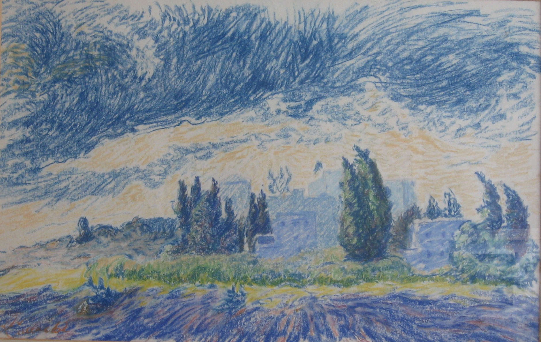 1962 - 003 - Brno - Žlutý kopec - pastel 55x35