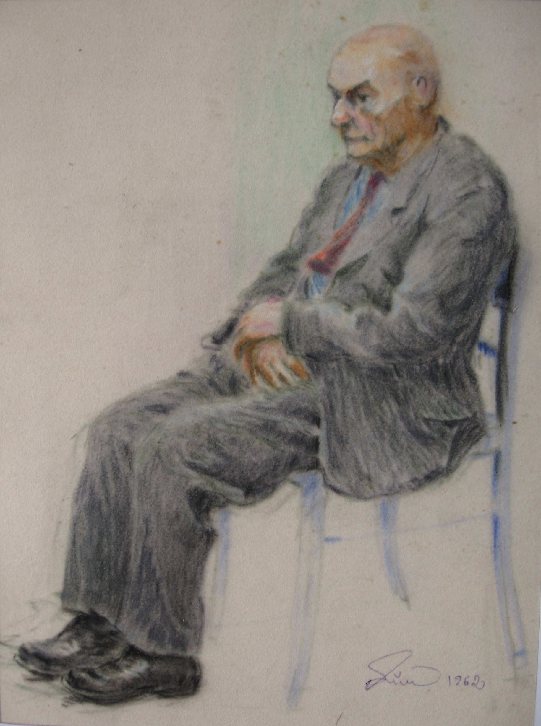 1962 - 030 -  0744 - Starý muž - pastel 34x46,5