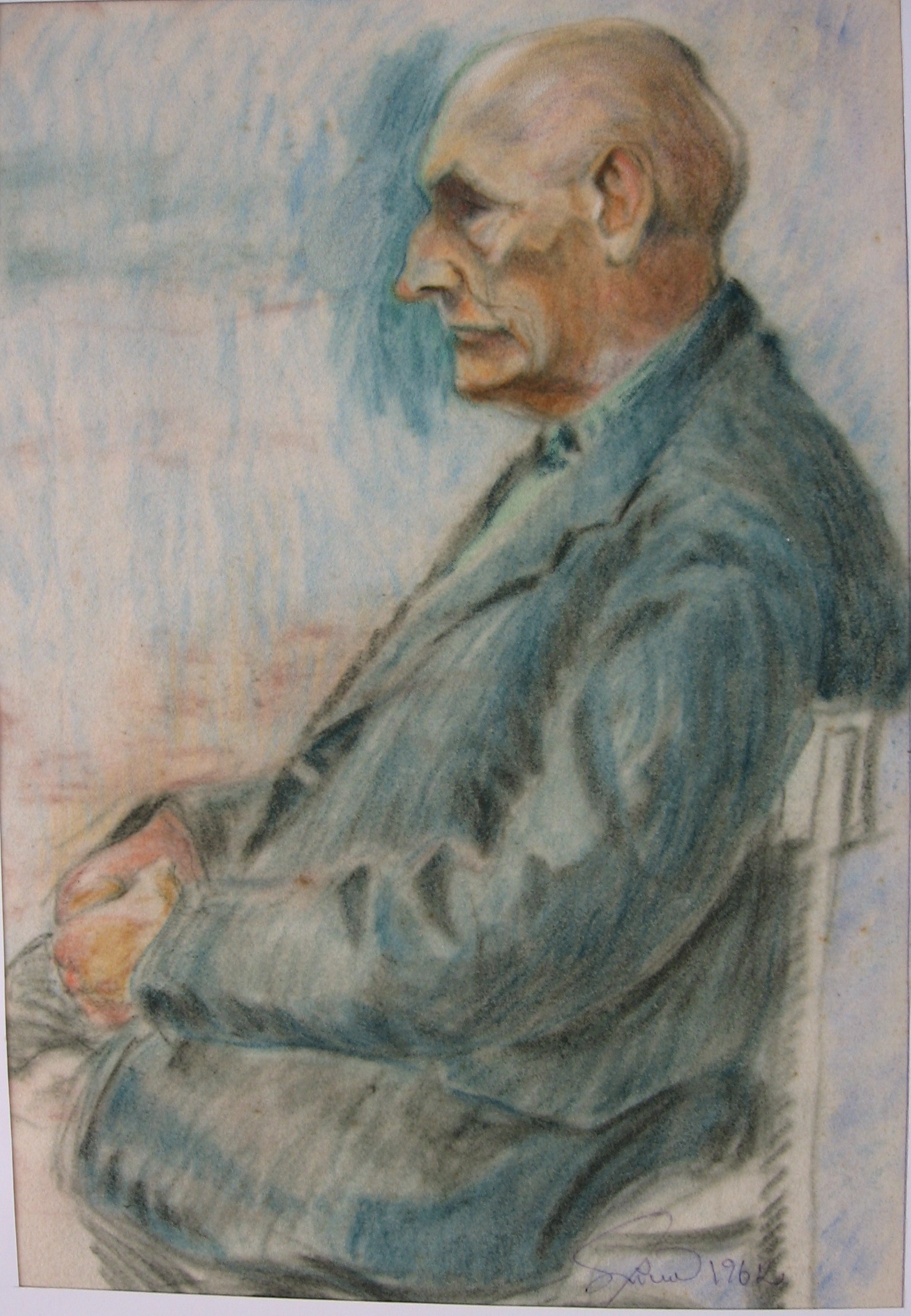 1962 - 031 -  0745 - starý muž - pastel 32,5x47,5