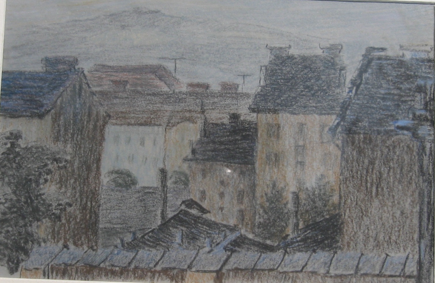 1963 - 005 - 0076 - Brno - Francouzská ulice večer - pastel 43x28