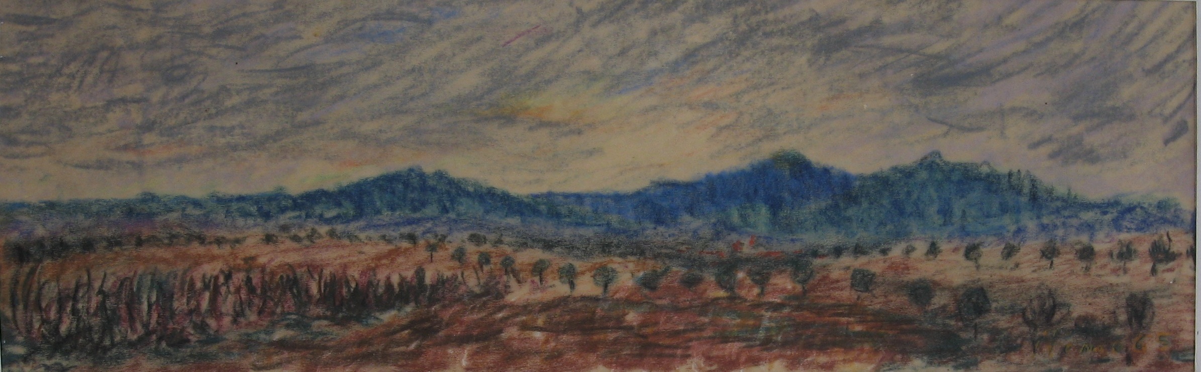 1965 - 004 - 0749 - Buchlov s okolím - pastel 42,5x13