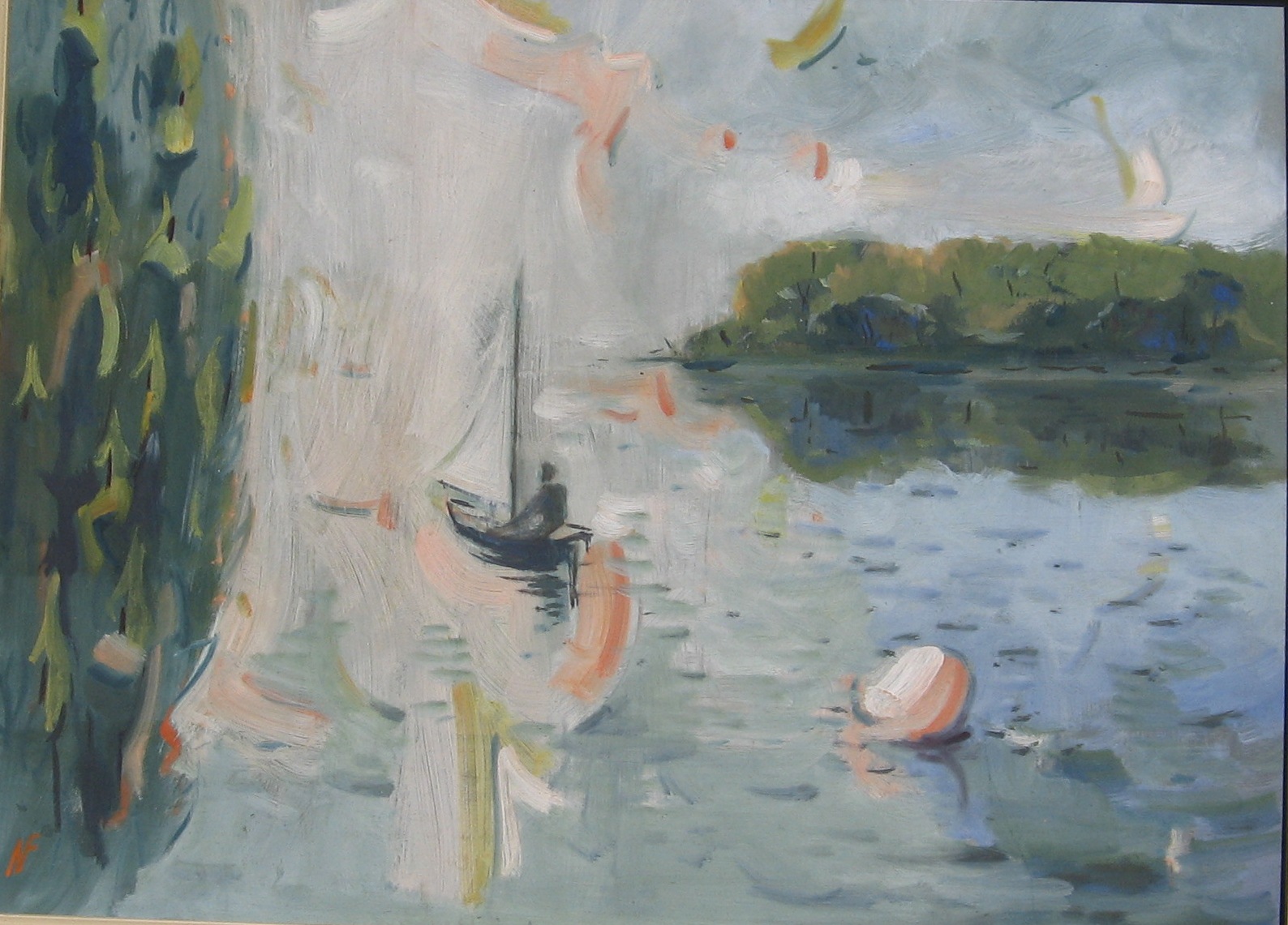 1978 - 016 - 0519 - loďka - sololit olej 55x45