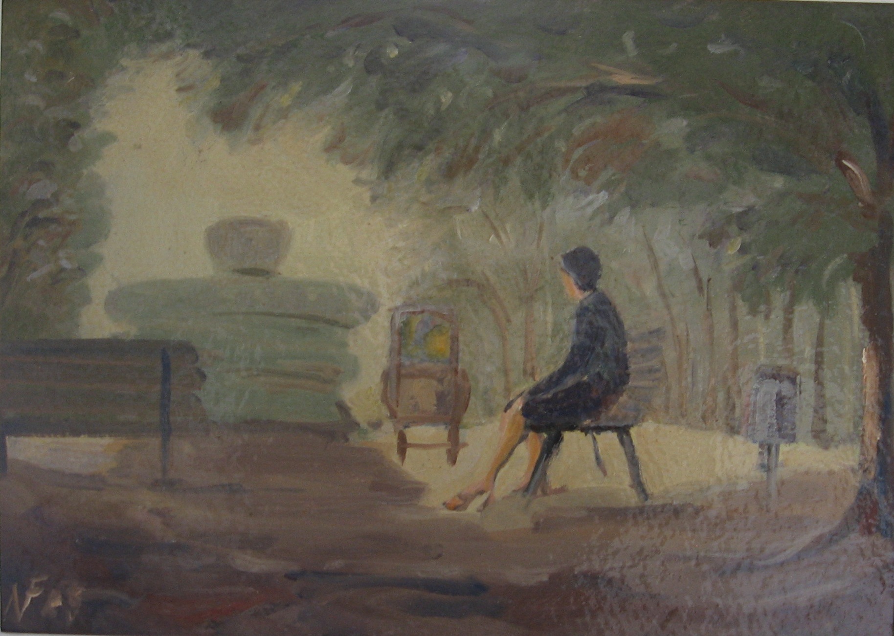 1983 - 025 - 0464 - UH Mariánské náměstí - lepenka olej 34x24