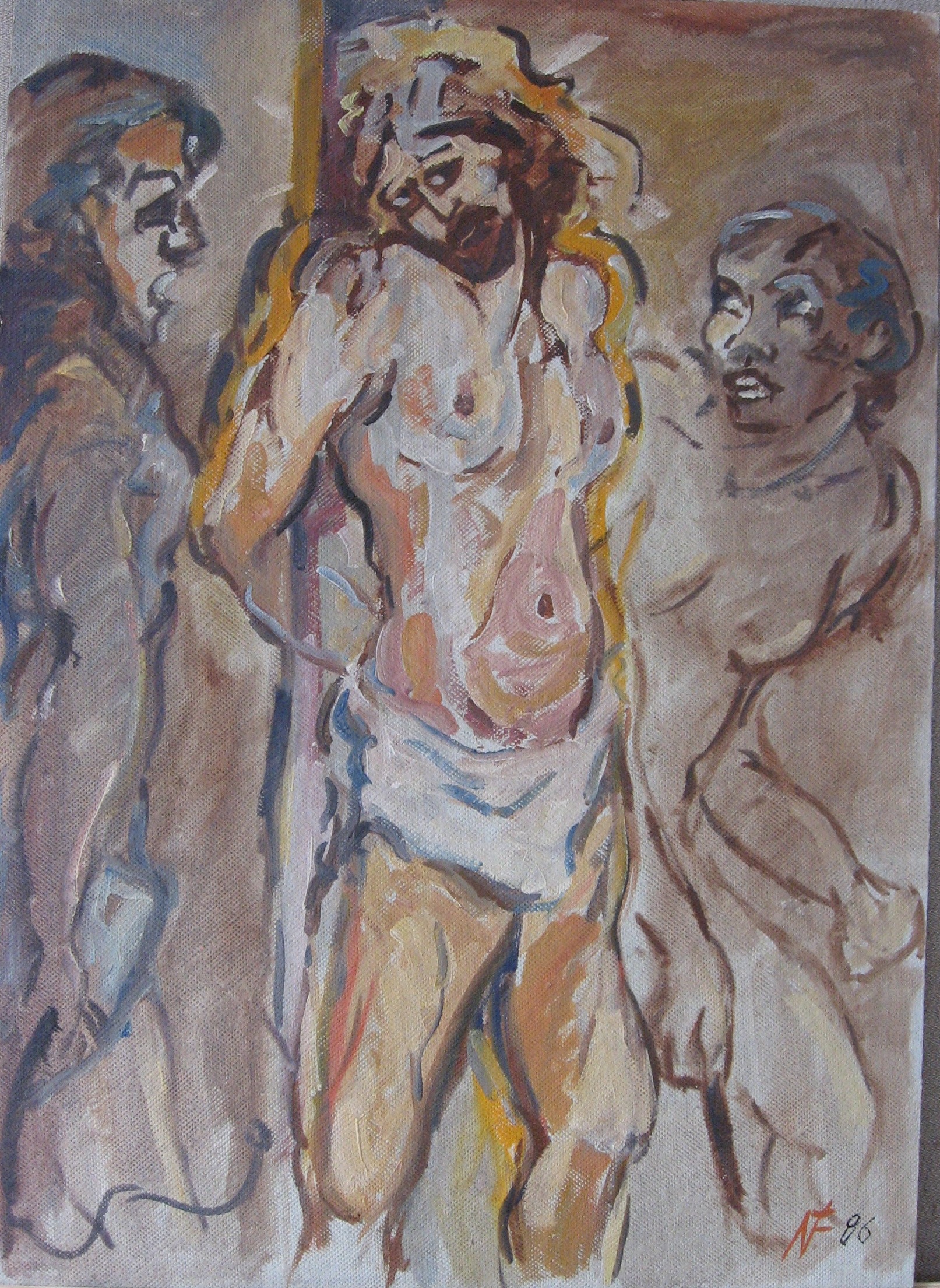 1986 - 048 - 0893 - bičovaný - lepenka olej 50x70