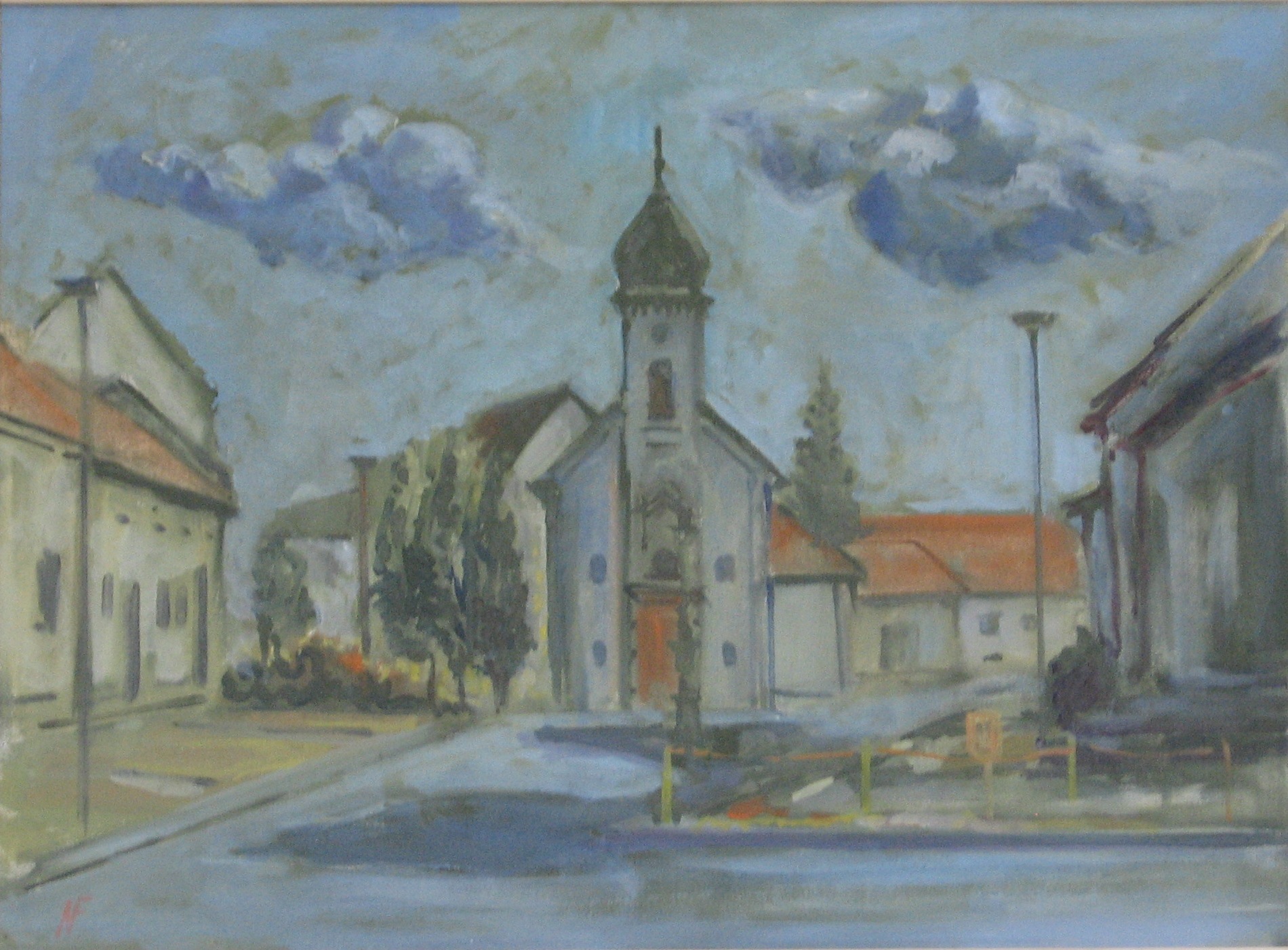 2001 - 003 - 0785 -Babice kostel - plátno olej 75x50