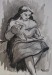 1959 - 020 - 0733 - kojící matka - lavírovaná kresba tuží 25x36,5